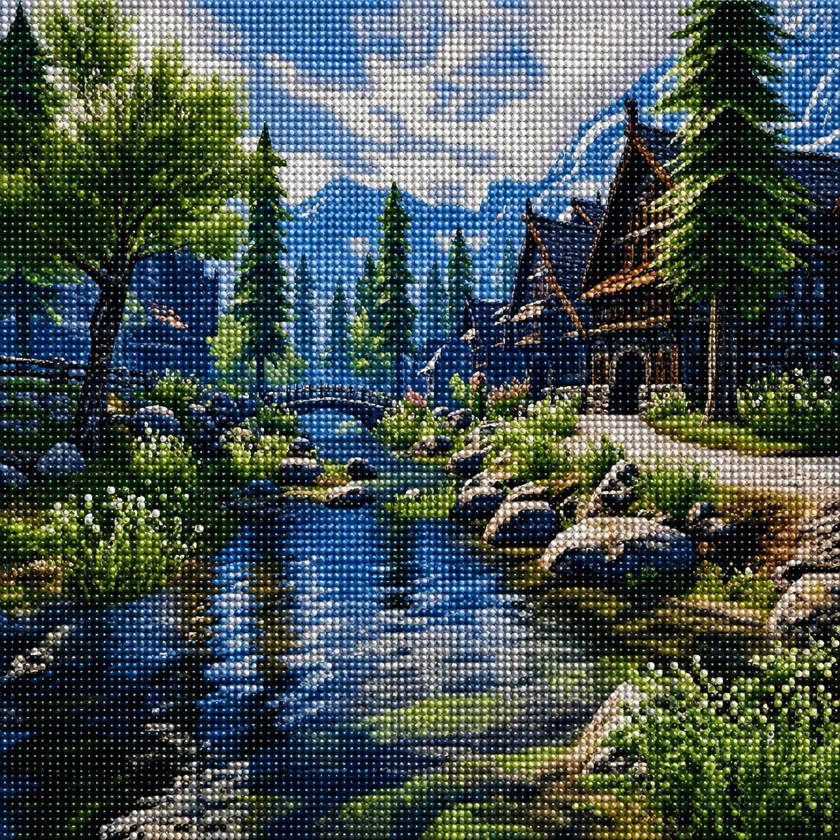 Cabins By The Stream Diamond Art Kit