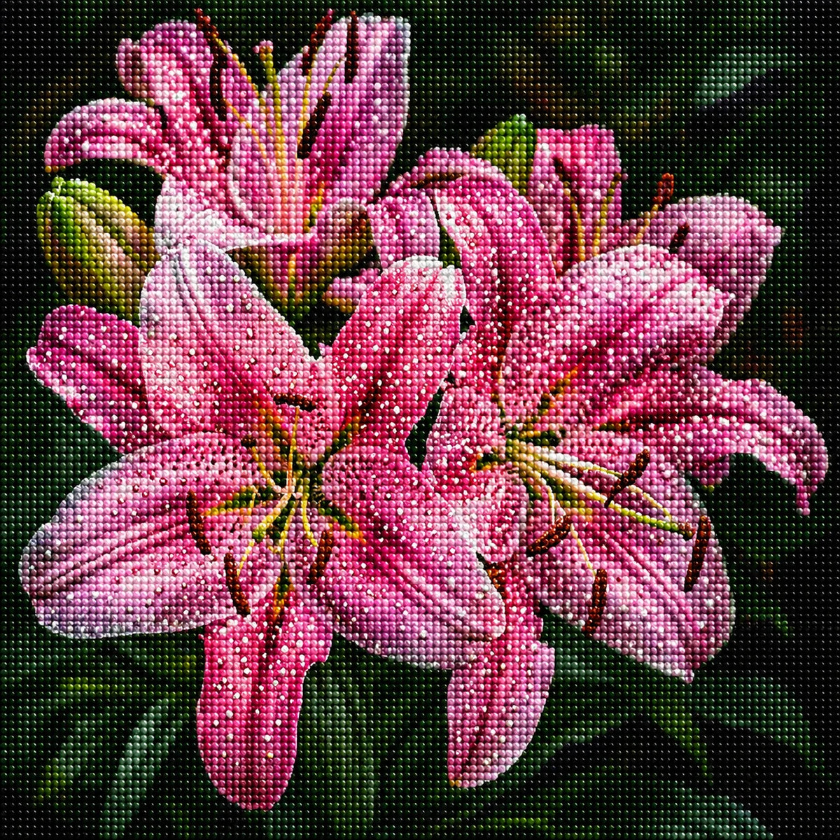 Dark Pink Lilies Diamond Art Kit