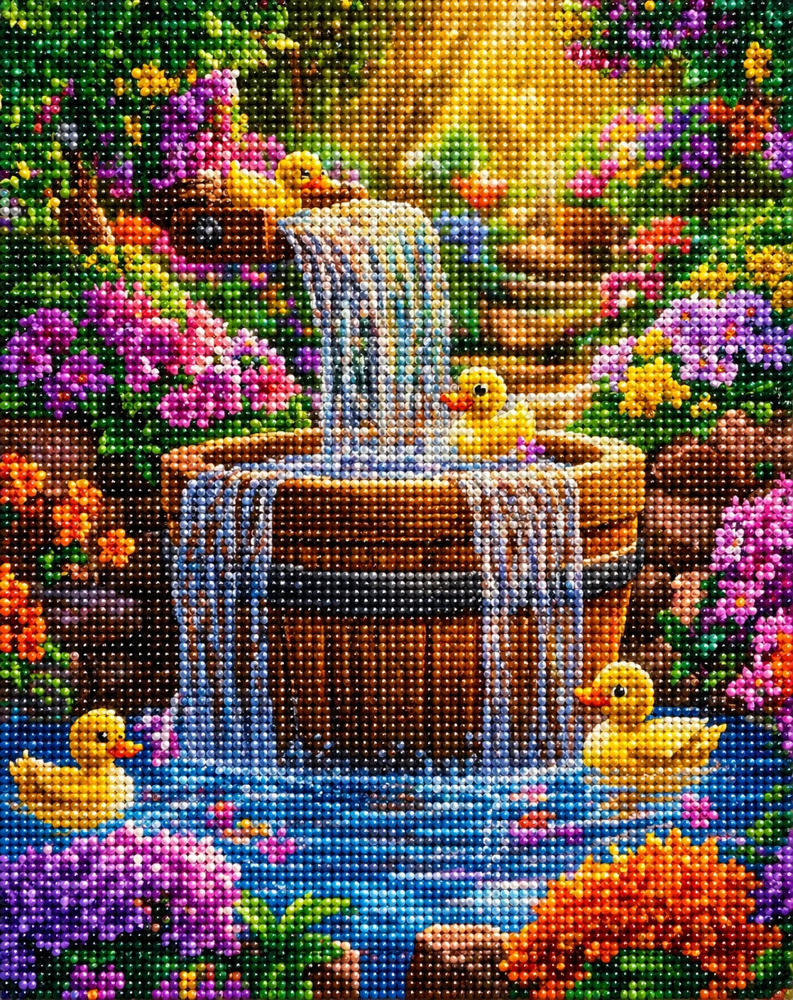 Barrel Fountain Ducklings Diamond Art Kit