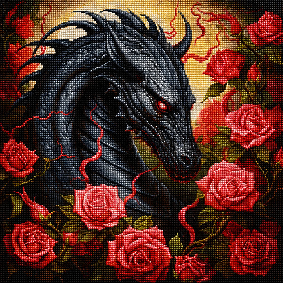 Dragon And Rosebush Diamond Art Kit