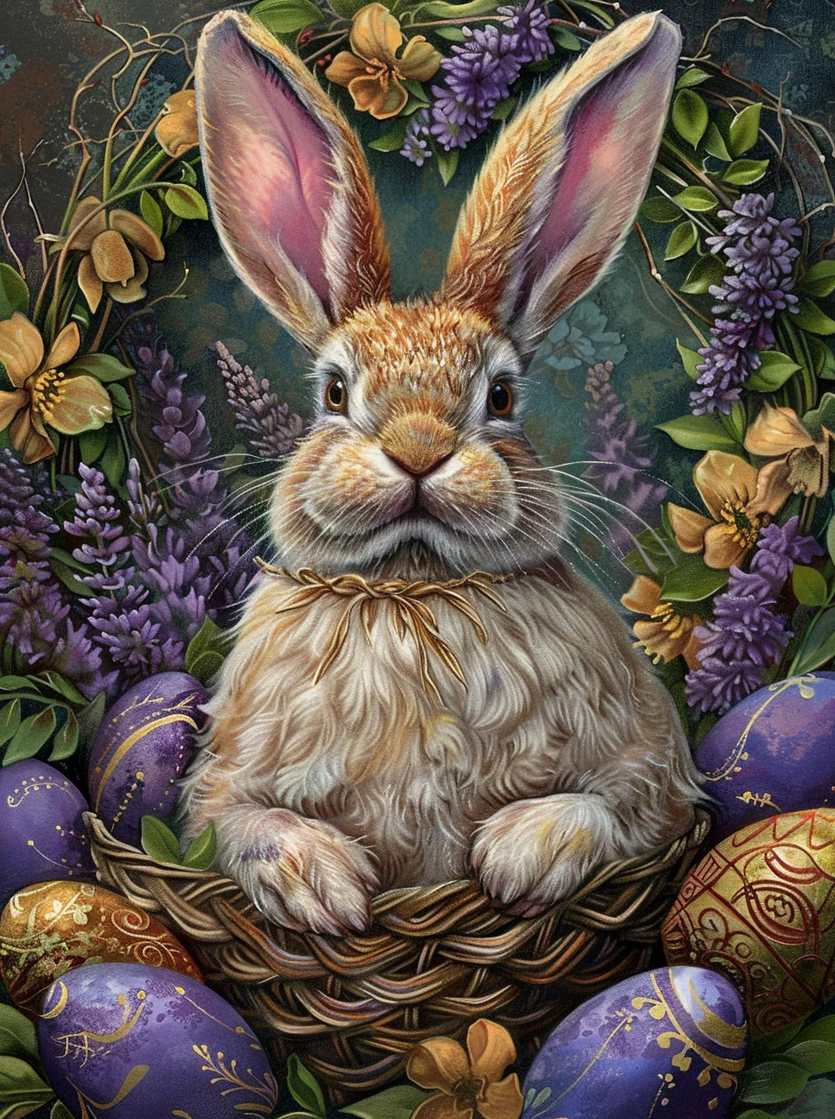 Woven Collar Brown Rabbit Diamond Art Kit
