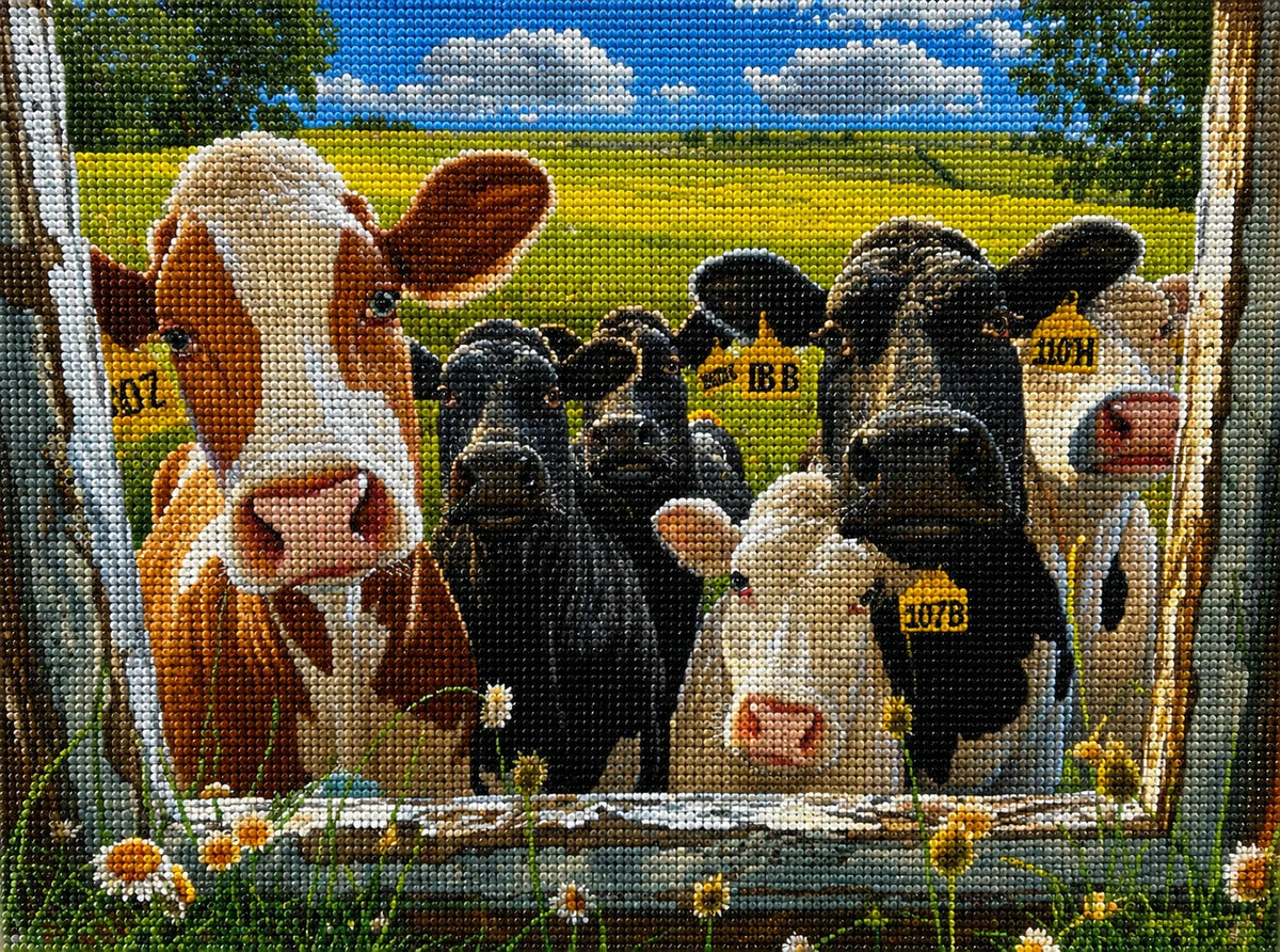 Cows At The Old Window Diamond Art Kit