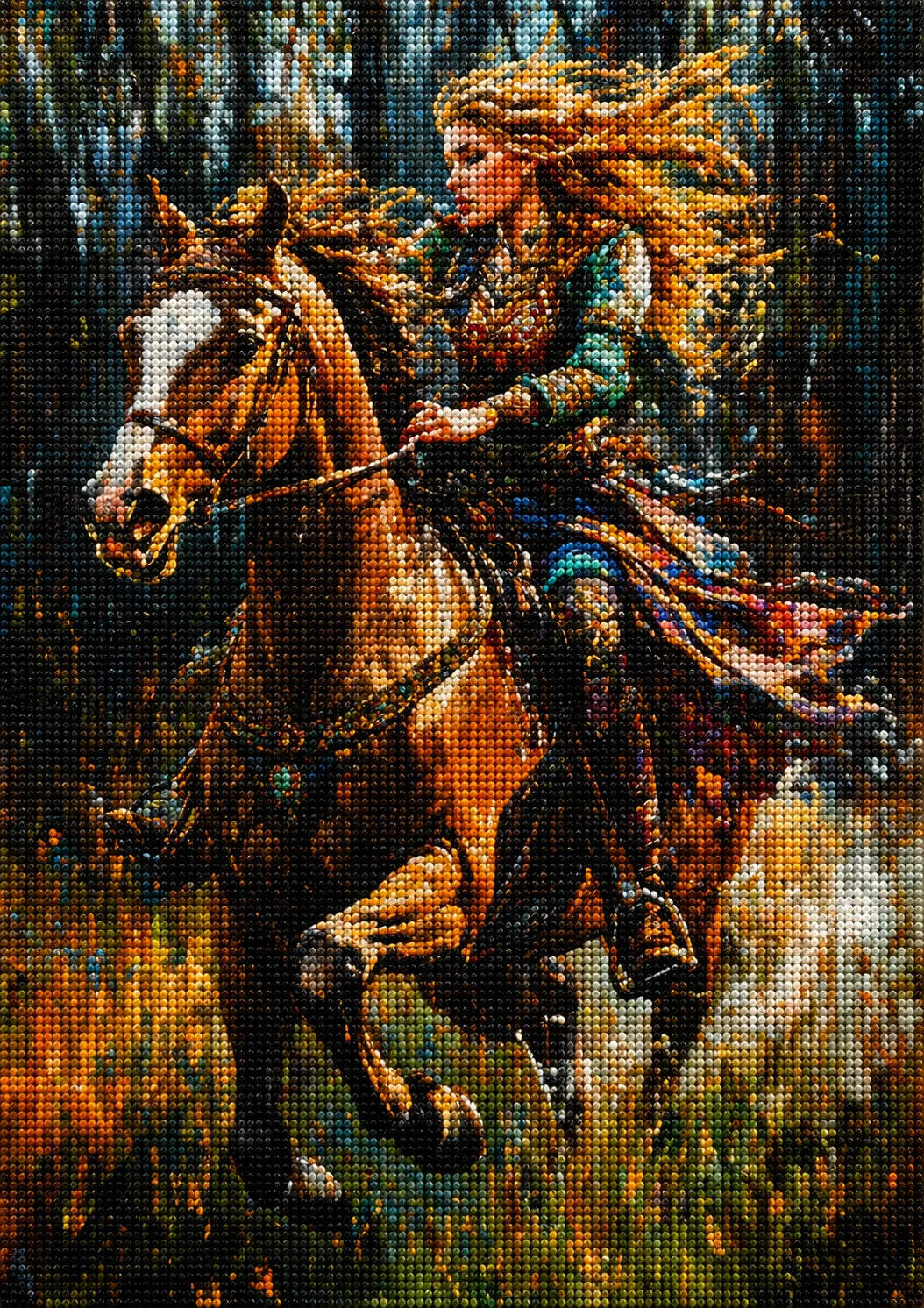Galloping Horse And Woman Diamond Art Kit