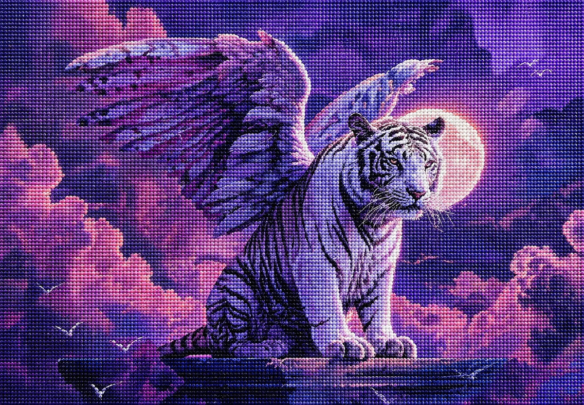Moon And Winged Tiger Diamond Art Kit