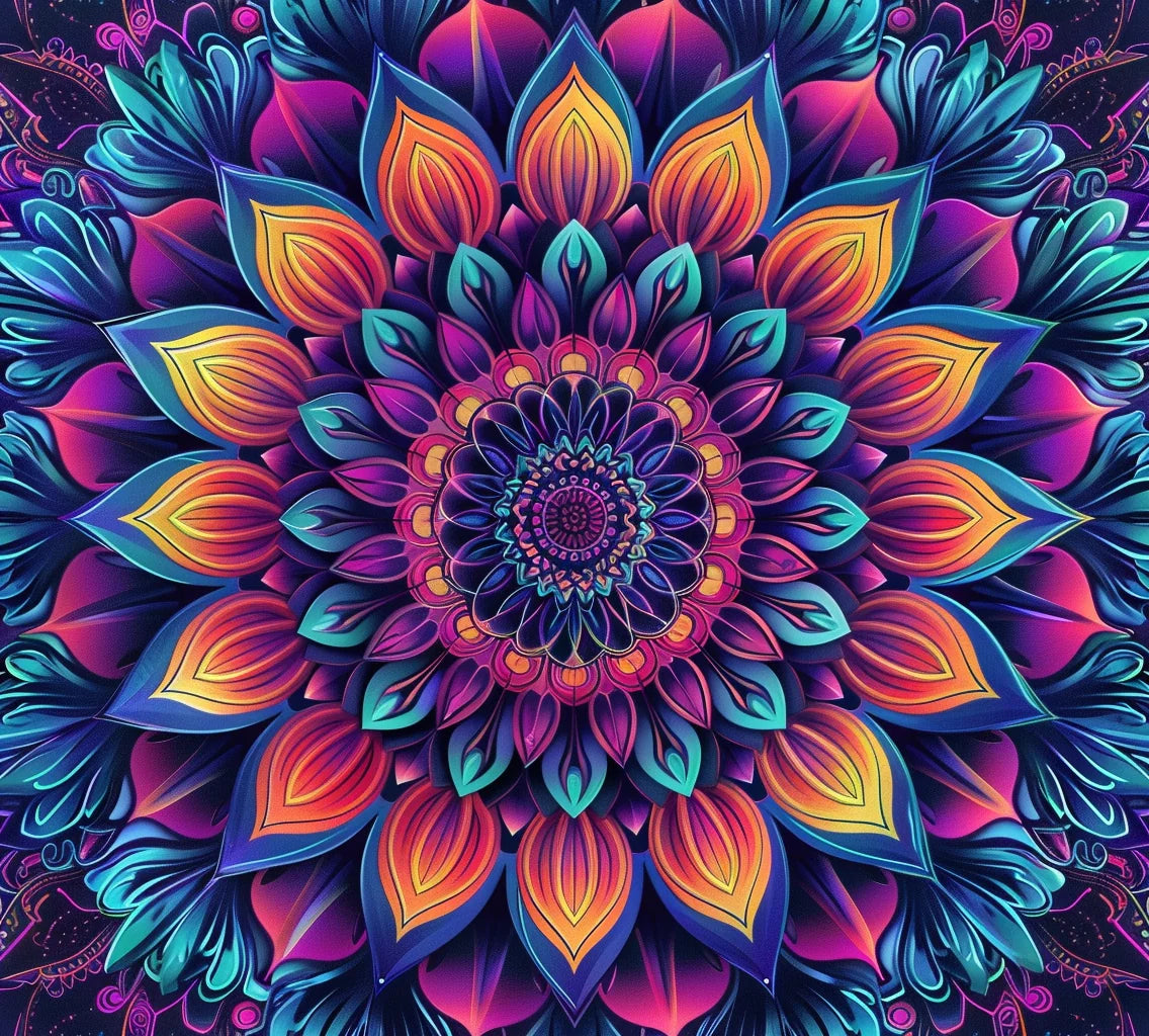 Purple Center Abstract Flower Mandala Diamond Art Kit