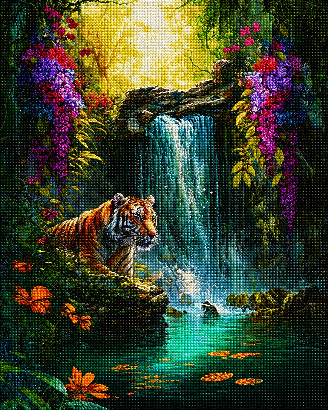 Waterfall Tiger Diamond Art Kit