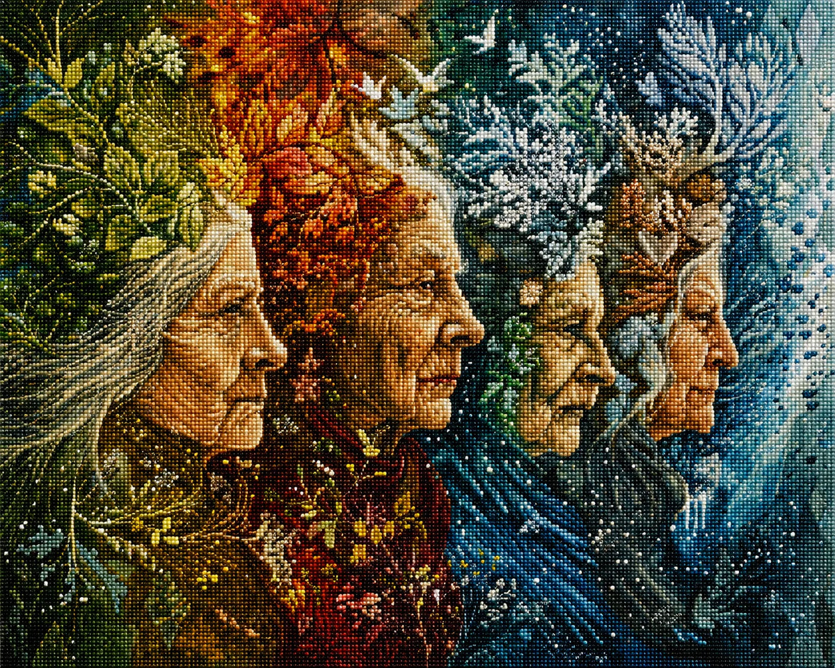 Four Seasons Elderly Women Diamond Art Kit