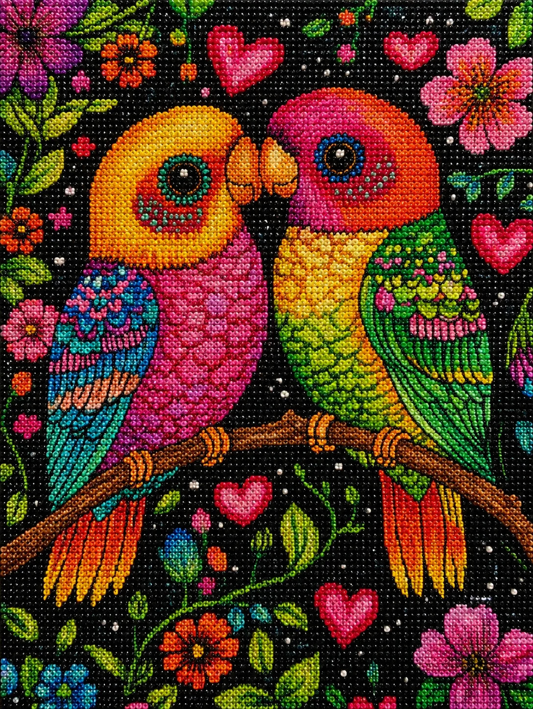 Two Cartoon Birds In Love Diamond Art Kit