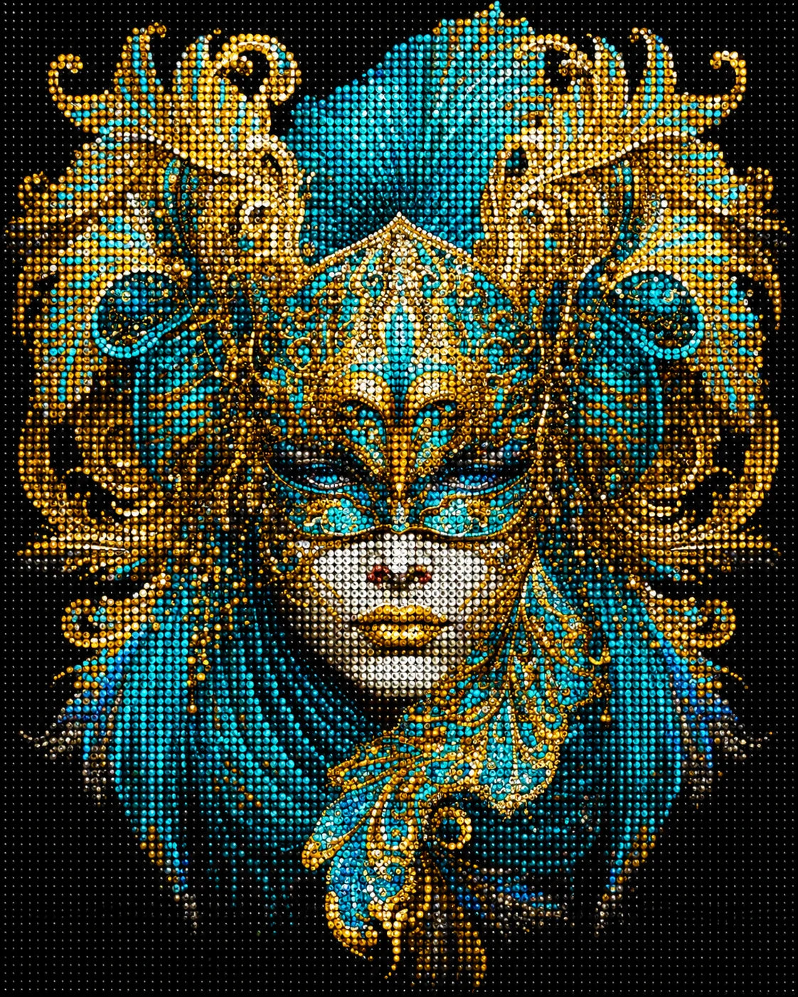 Gold And Turquoise Mask Diamond Art Kit