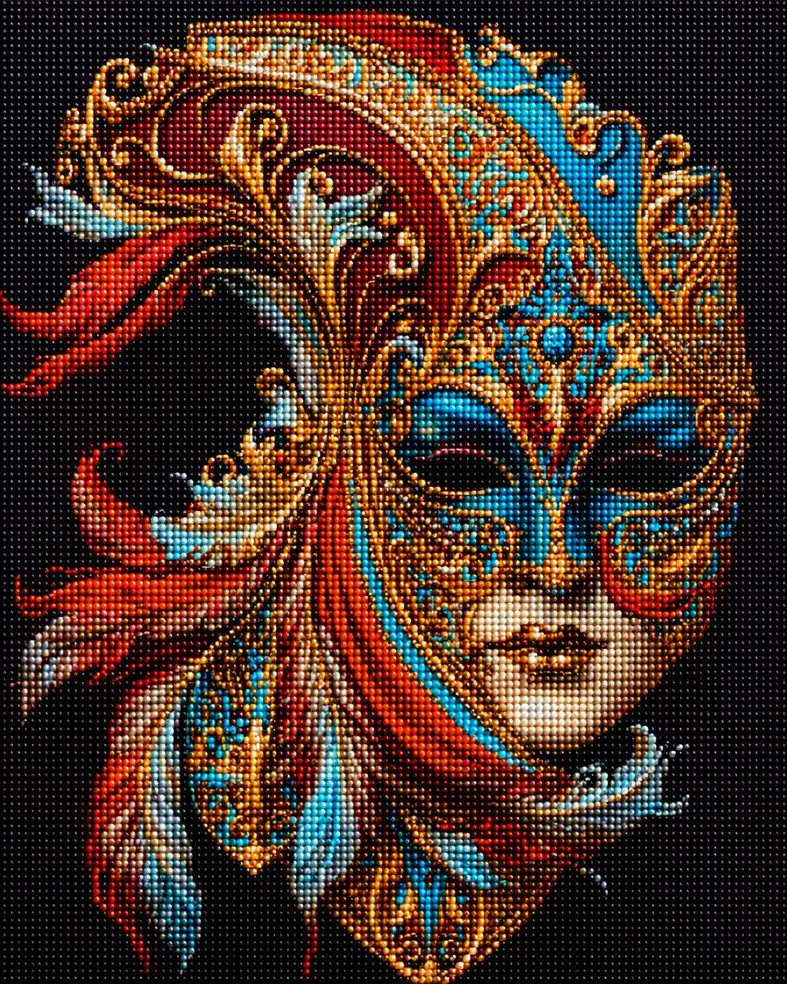 Red And Turquoise Mask Diamond Art Kit — diamond art kit canvas
