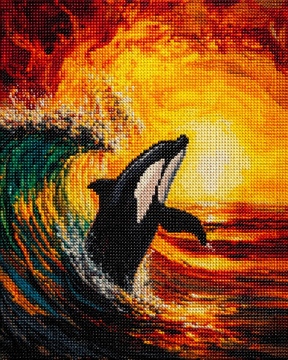 Sunset Wave Orca Diamond Art Kit — diamond art kit canvas