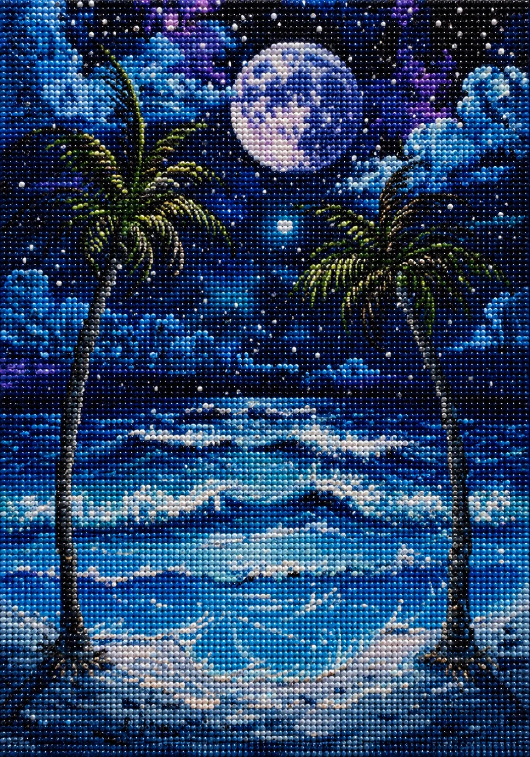 Abstract Ocean And Two Palms Diamond Art Kit — diamond art kit canvas