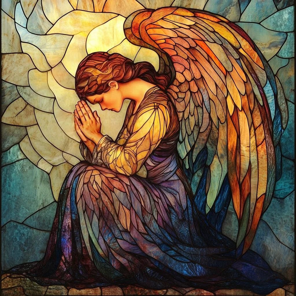 Abstract Colors Praying Angel Diamond Art Kit