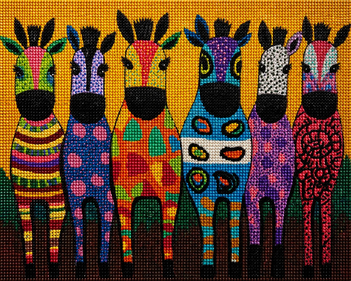 Six Abstract Colored Zebras Diamond Art Kit — diamond art kit canvas