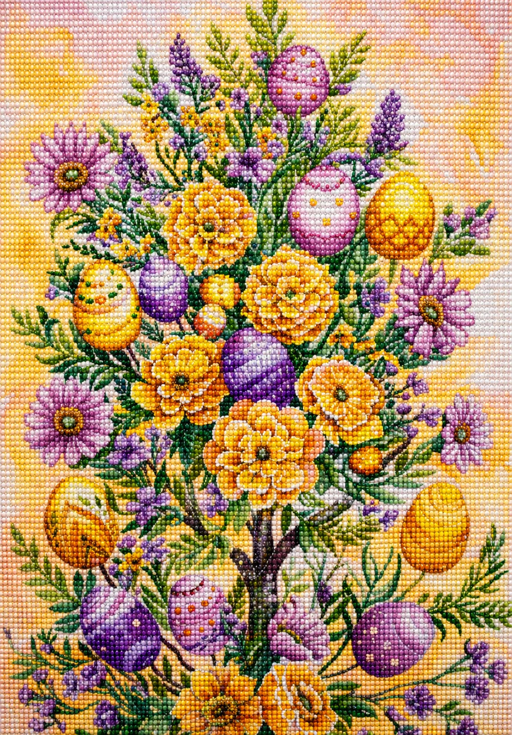 Yellow Flower Egg Tree Diamond Art Kit — diamond art kit canvas