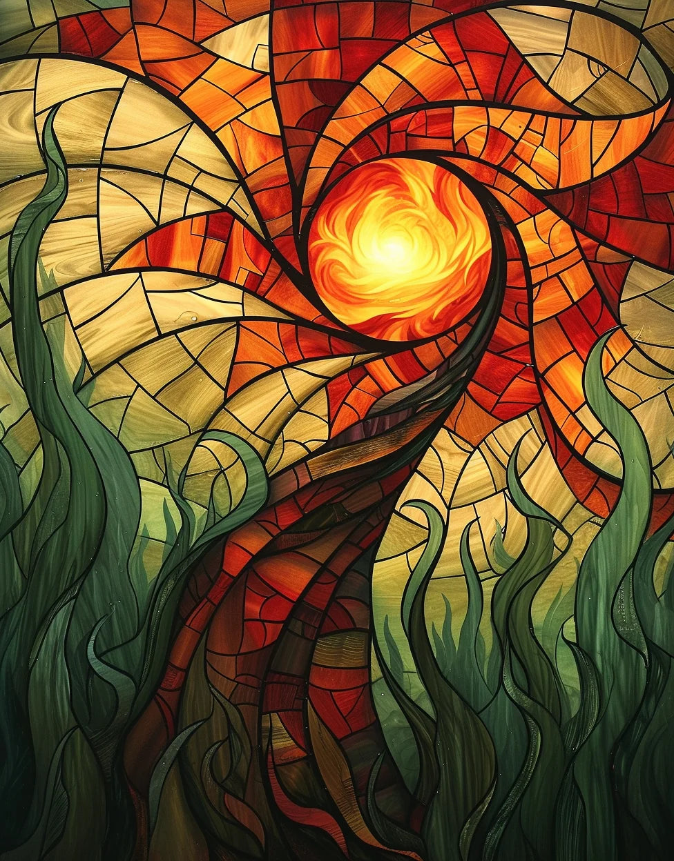 Abstract Tree Sun Diamond Art Kit