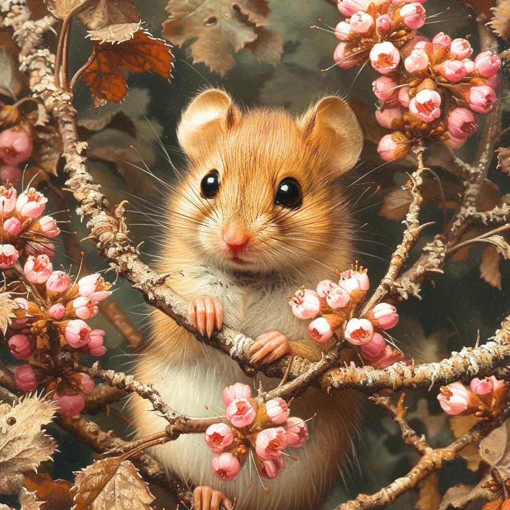 Small Pink Flower Mouse Diamond Art Kit