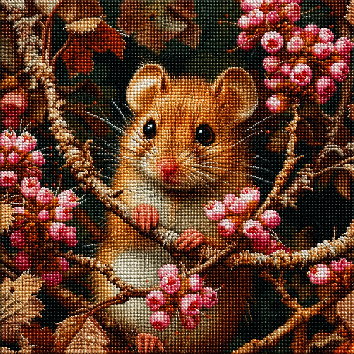 Small Pink Flower Mouse Diamond Art Kit — diamond art kit canvas