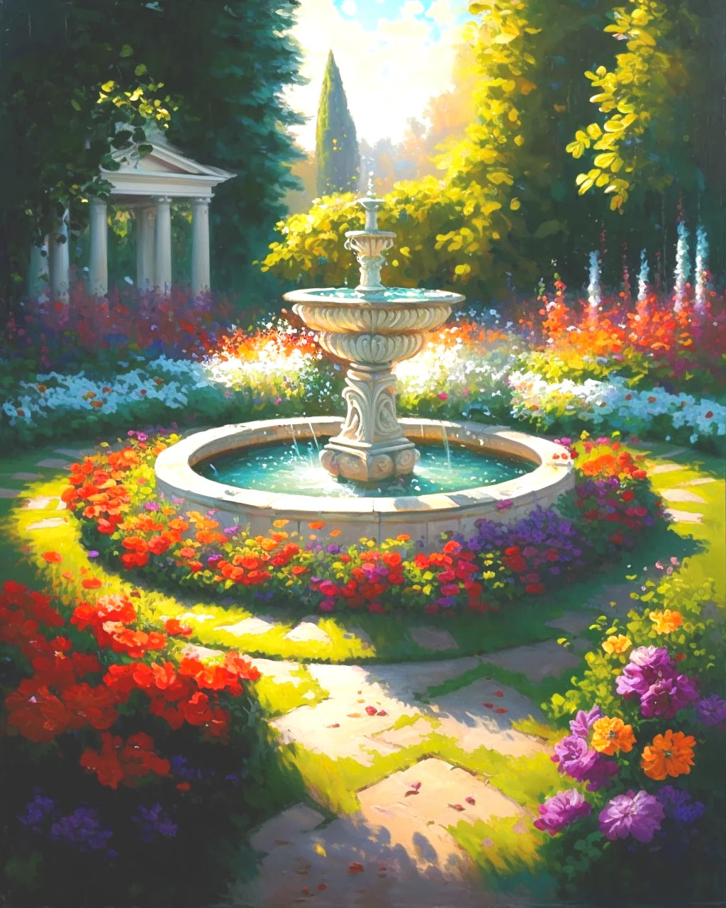 Fountain Flowers Diamond Art Kit