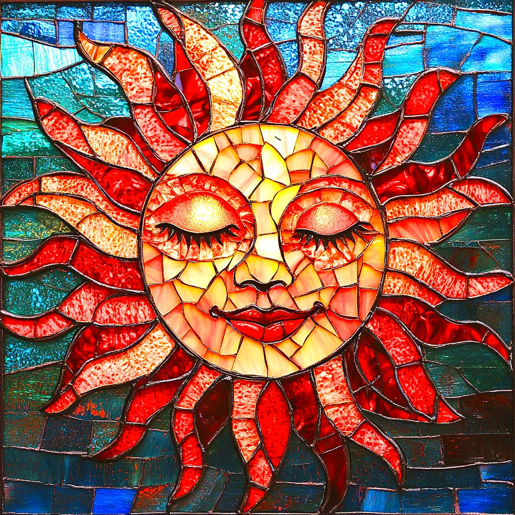 Abstract Sun And Blue Background Diamond Art Kit