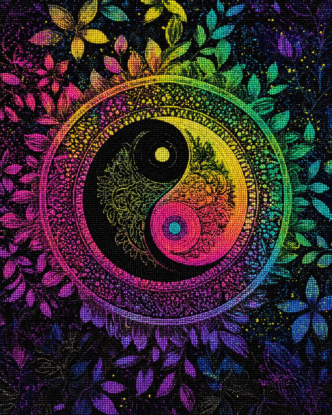 Abstract Yin And Yang Leaves Diamond Art Kit — diamond art kit canvas
