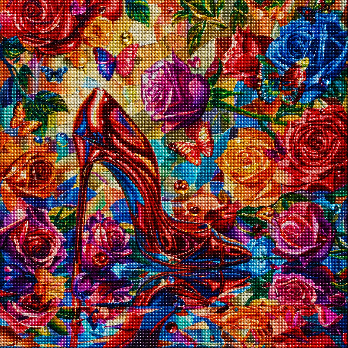Shiny Red Stilleto Roses Diamond Art Kit