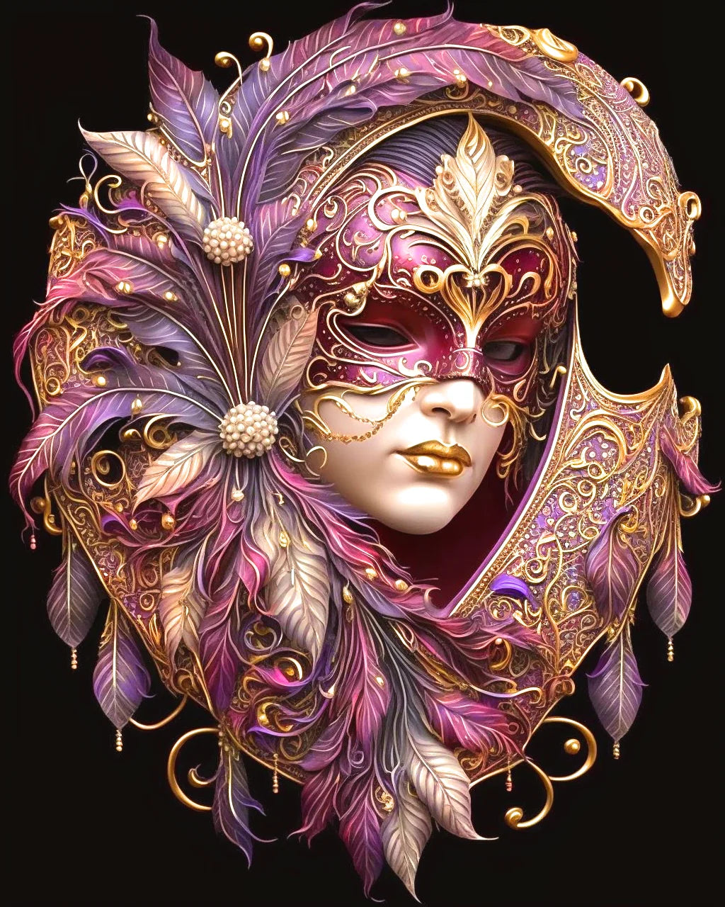 Purple Gold Mask Diamond Art Kit