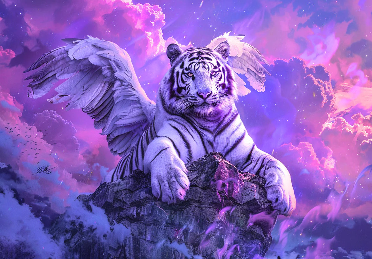 Purple Sky Winged Tiger Diamond Art Kit