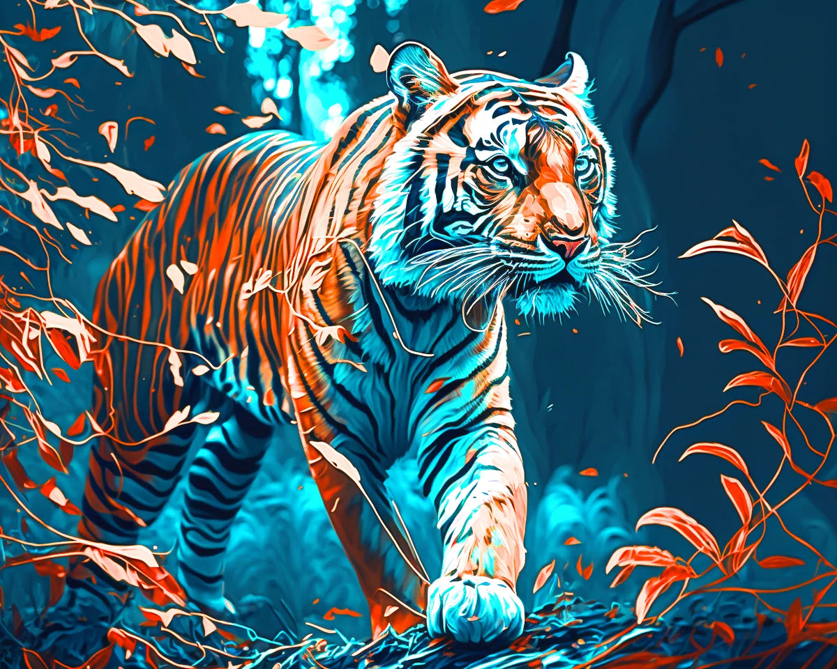 Abstract Tiger Leaves Diamond Art Kit