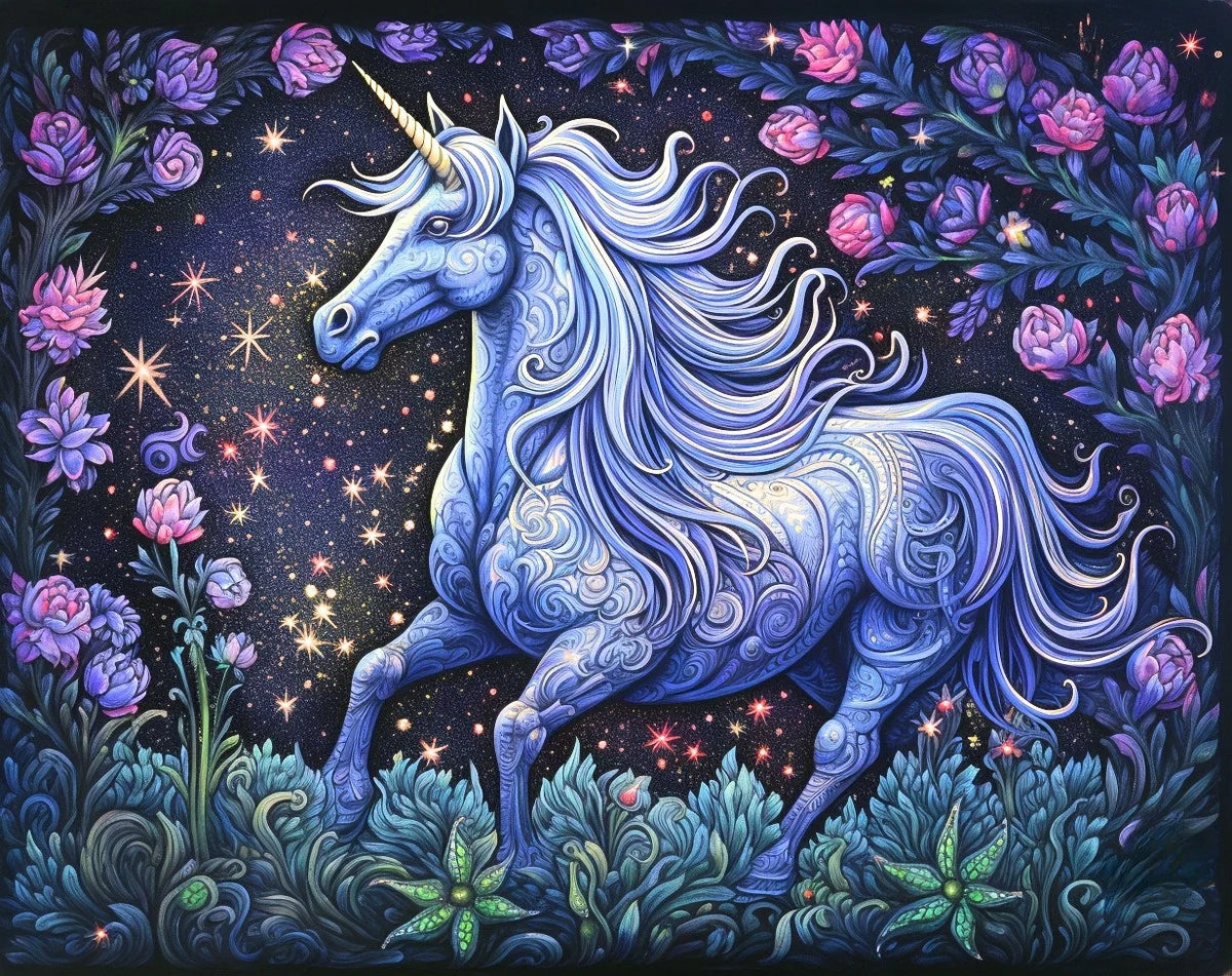 Periwinkle Unicorn Abstract Diamond Art Kit