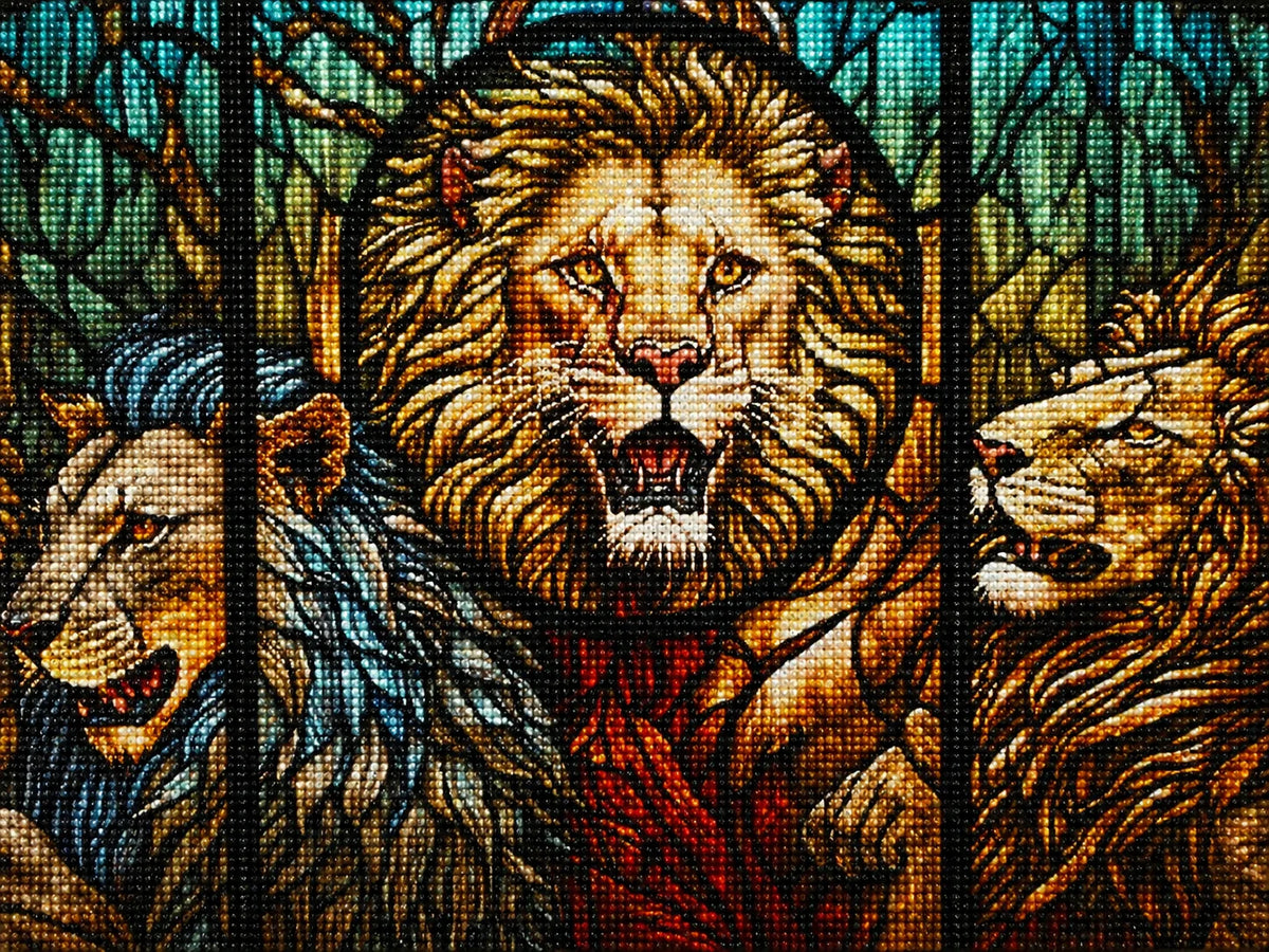 Abstract Lion Panel Diamond Art Kit — diamond art kit canvas