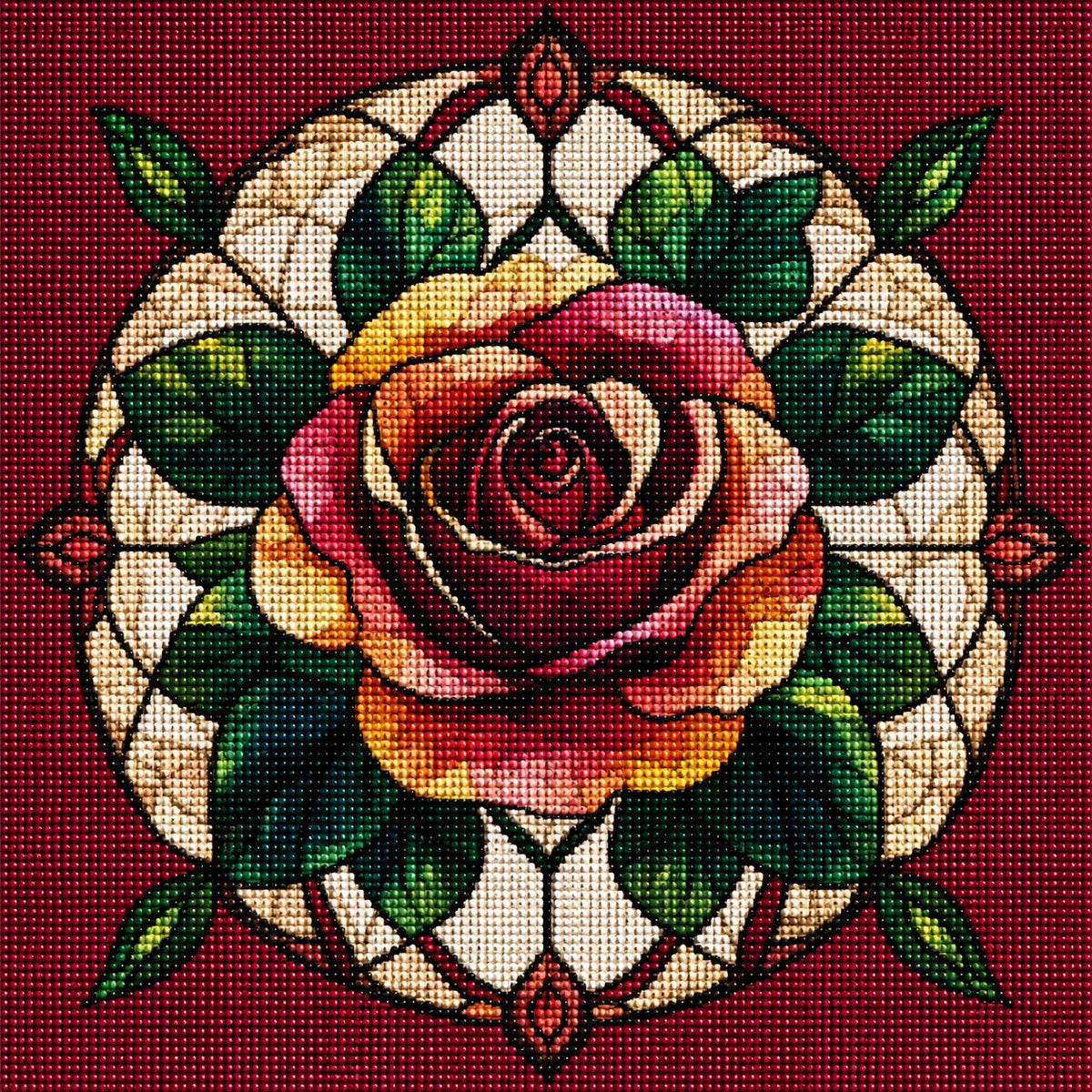 Red And Yellow Abstract Rose Diamond Art Kit