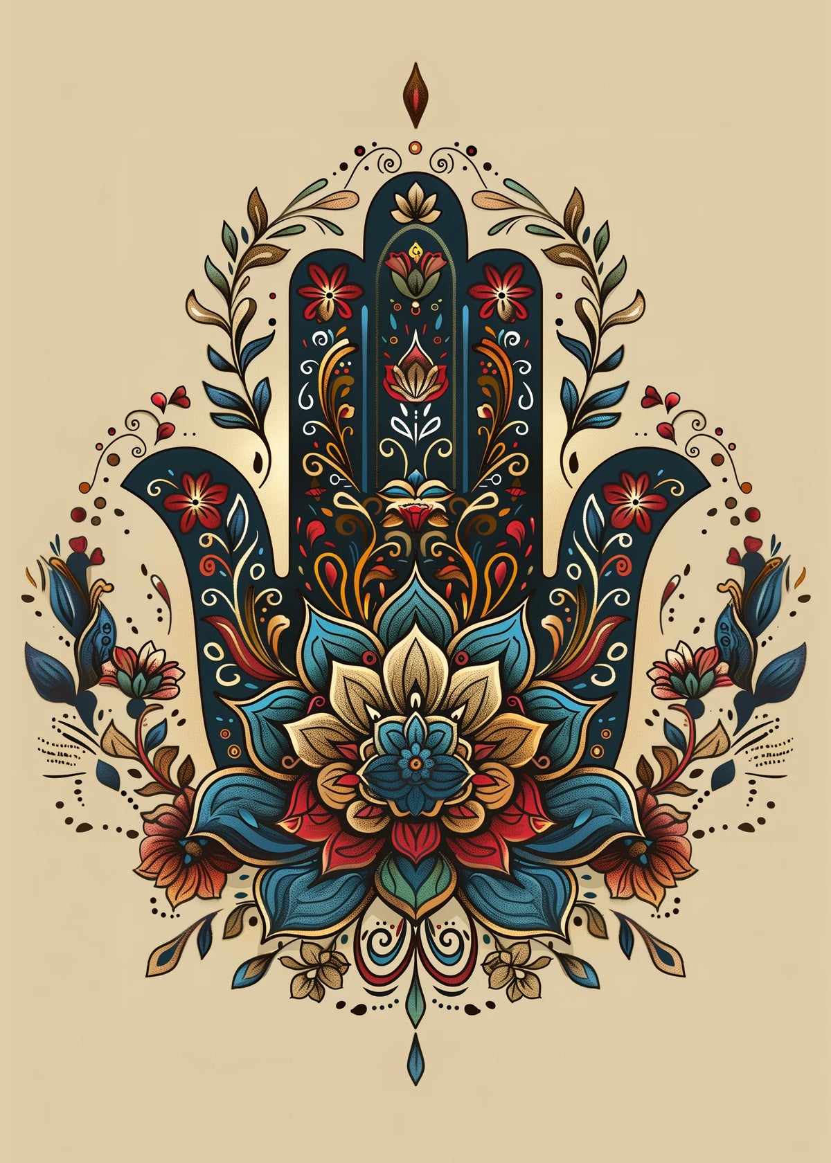 Tan Background Hamsa Diamond Art Kit