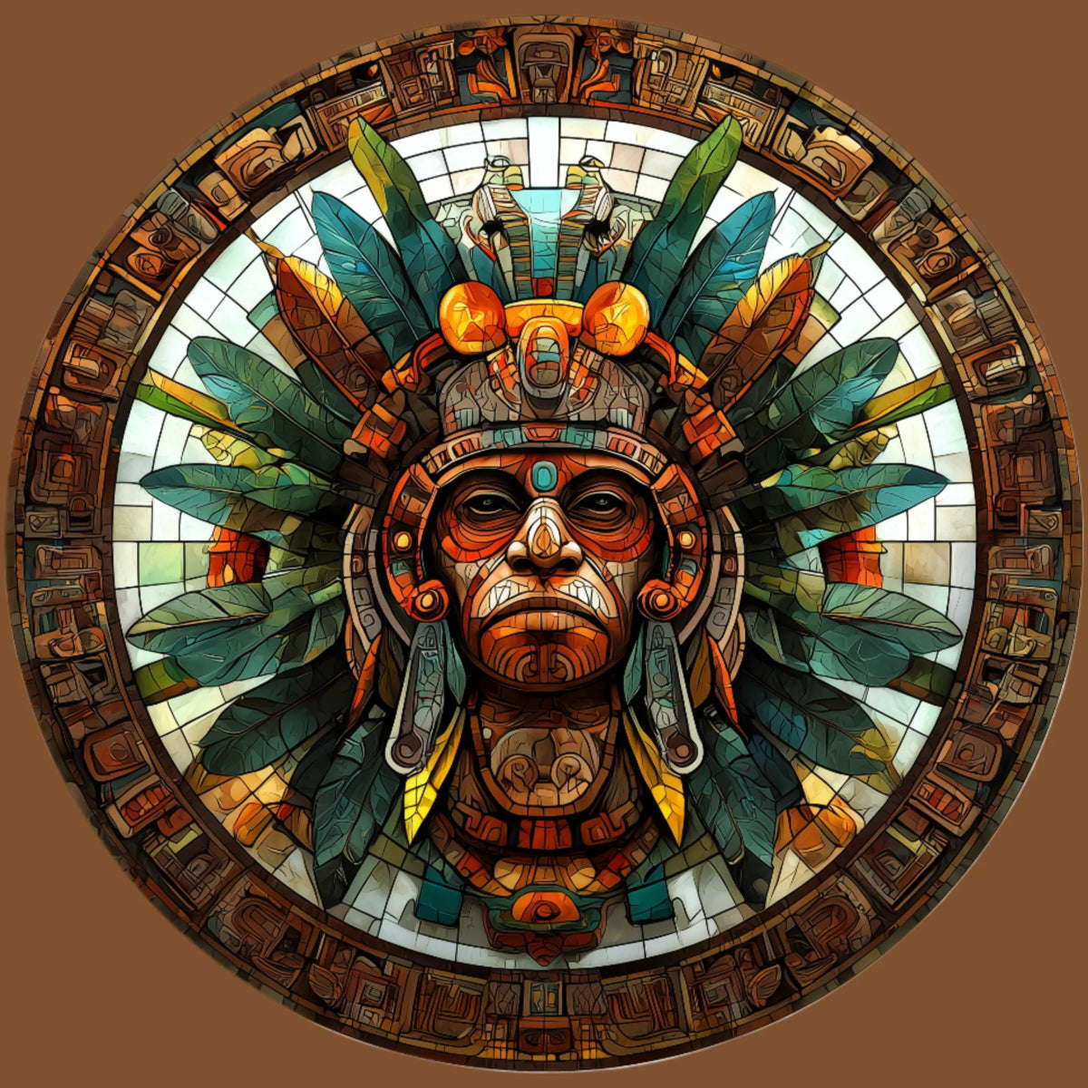 Abstract Mayan Mask Circle Diamond Art Kit