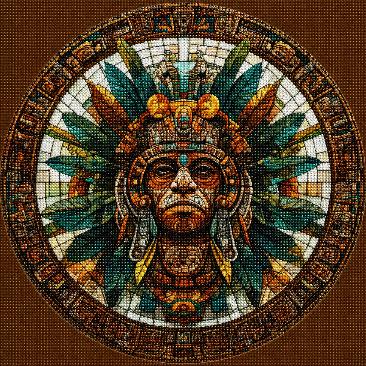 Abstract Mayan Mask Circle Diamond Art Kit — diamond art kit canvas