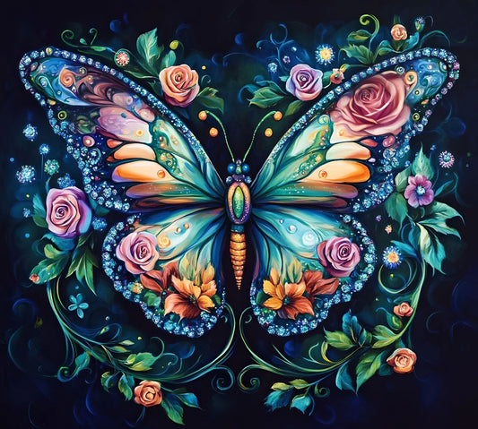 Flowery Abstract Butterfly Diamond Art Kit