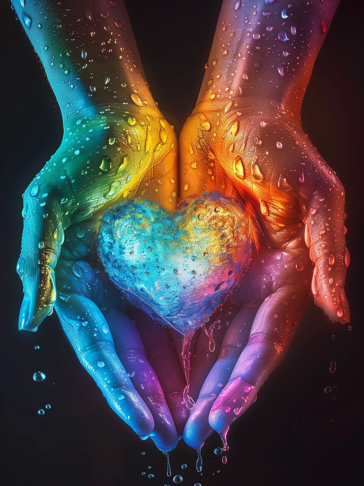 Glowing Heart Hands Diamond Art Kit