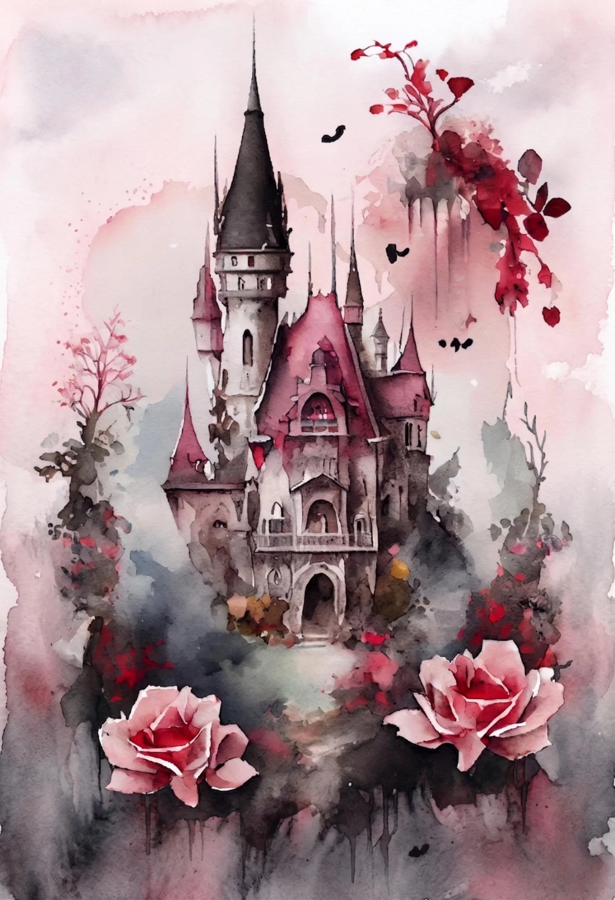 Pink Castle Watercolor Diamond Art Kit — diamond art kit canvas