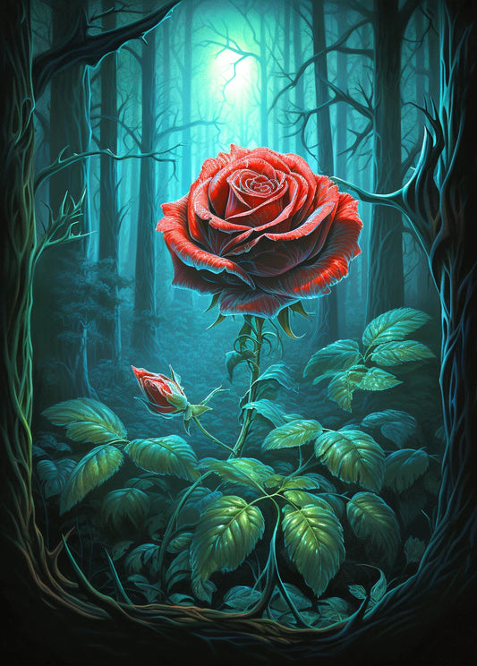 Green Forest Red Rose Diamond Art Kit