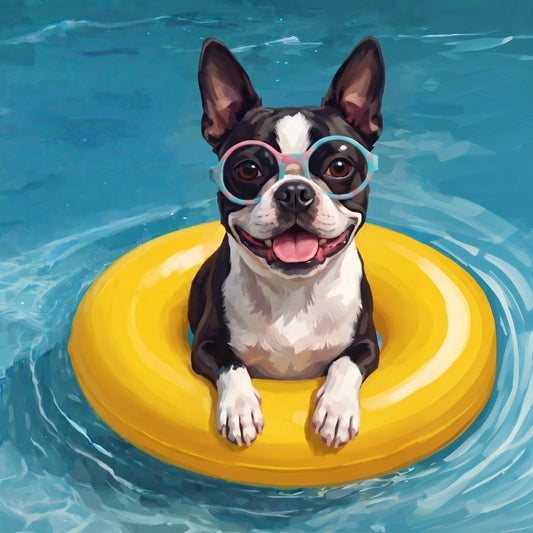 Hello Summer Black And White Boston Terrier Diamond Art Kit