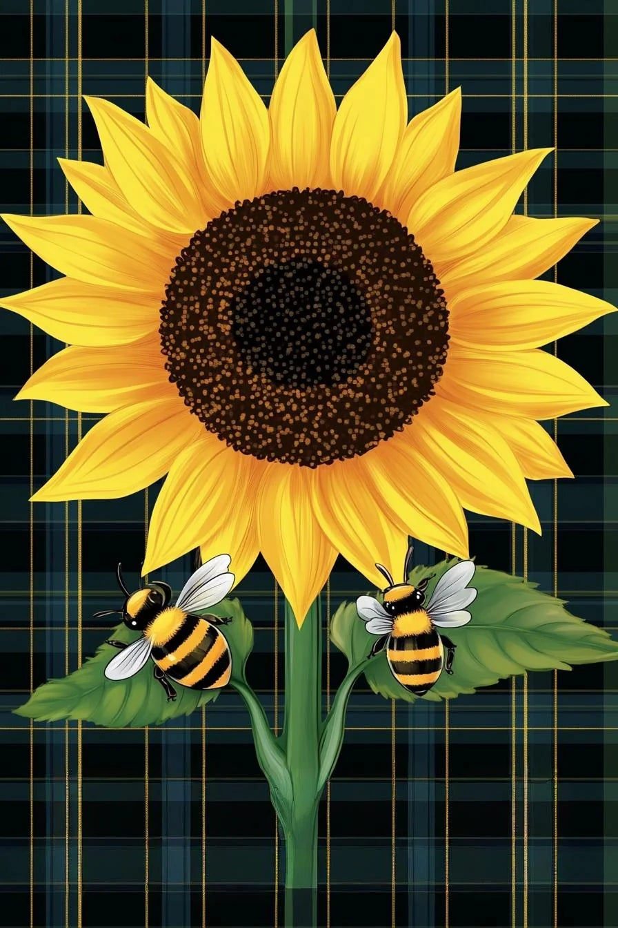 Two Bee Sunflower Diamond Art Kit