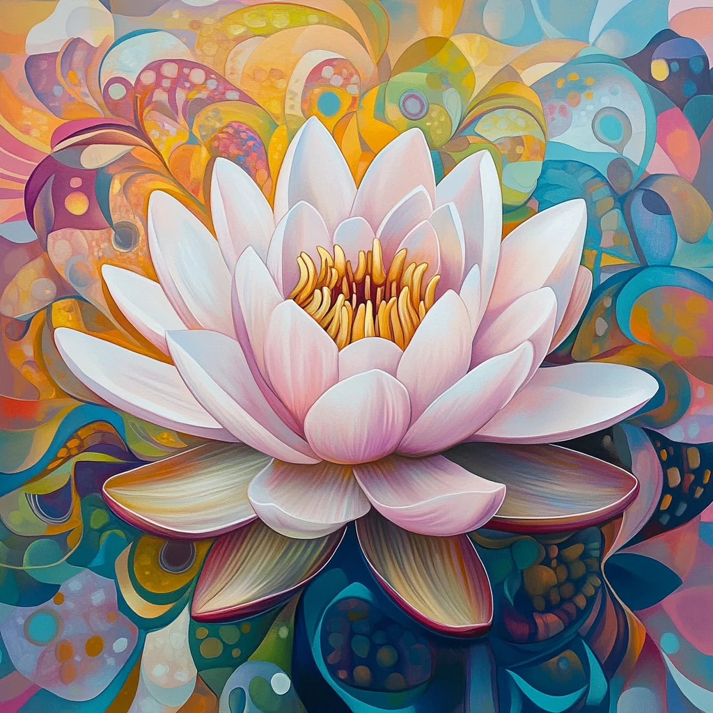 Abstract Background Lotus Flower Diamond Art Kit