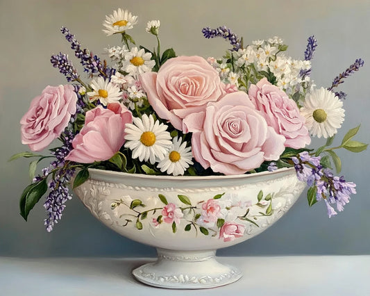 Pink Rose Bowl Diamond Art Kit