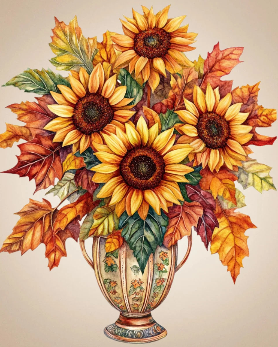 Fancy Vase of Sunflowers Diamond Art Kit