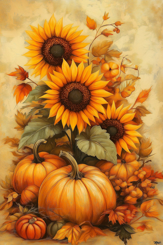 Fall Pumpkins and Sunflowers Diamond Art Kit