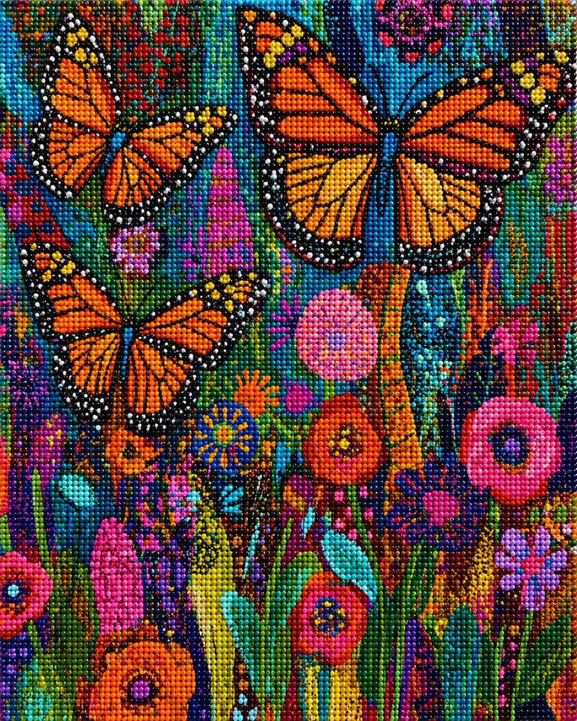 Abstract Butterflies and Flowers Diamond Art Kit — diamond art kit canvas