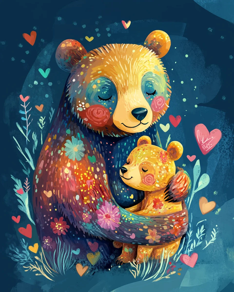 Hearts and Bears Abstract Diamond Art Kit