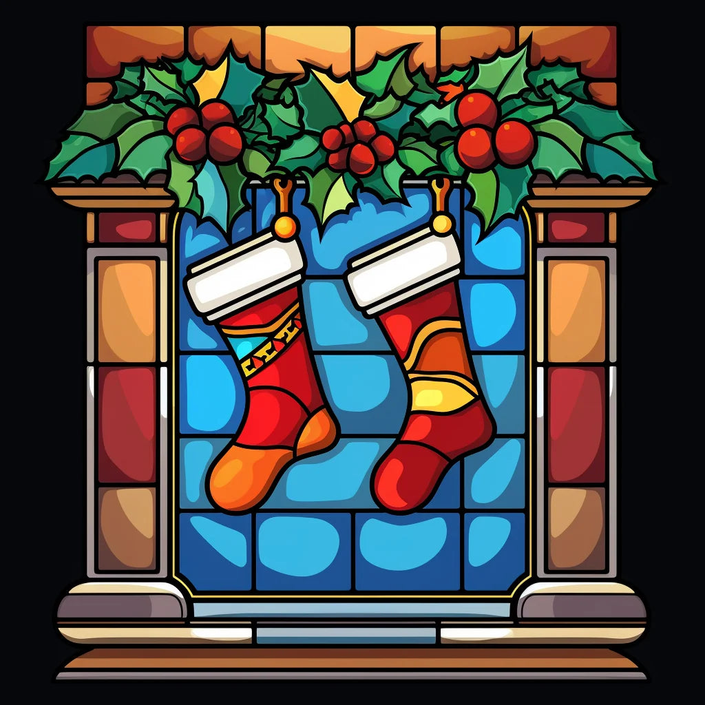 Abstract Hung Christmas Stockings Diamond Art Kit