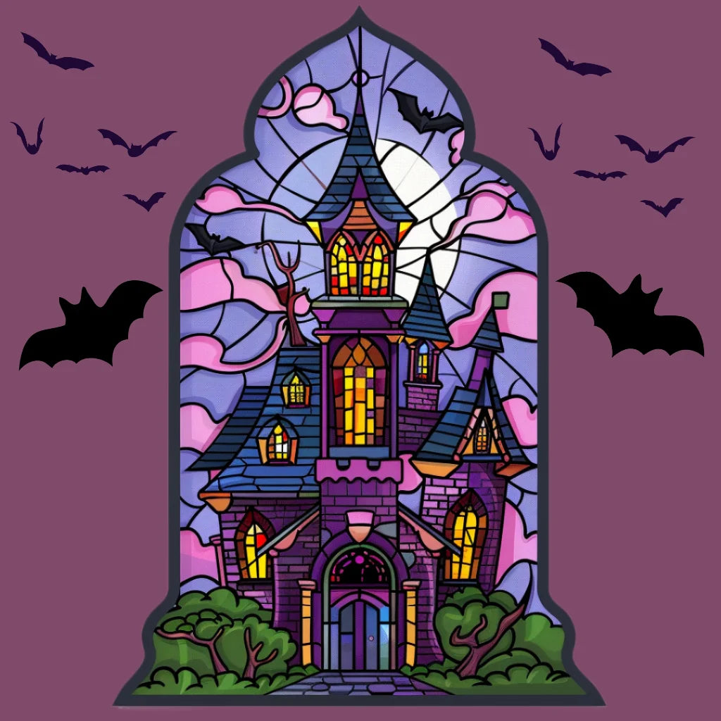 Abstract Purple Haunted House Diamond Art Kit