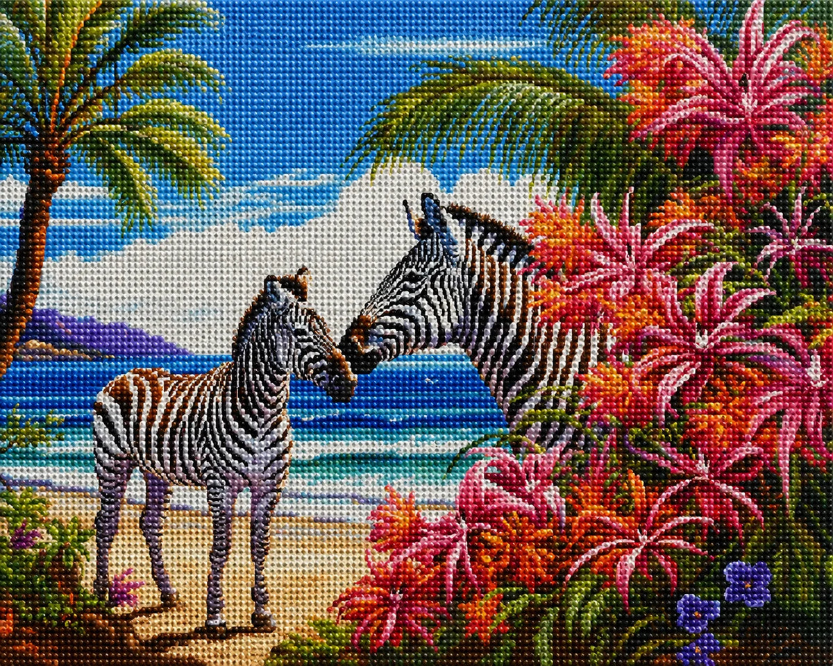 Zebras in the Flowers Diamond Art Kit — diamond art kit canvas